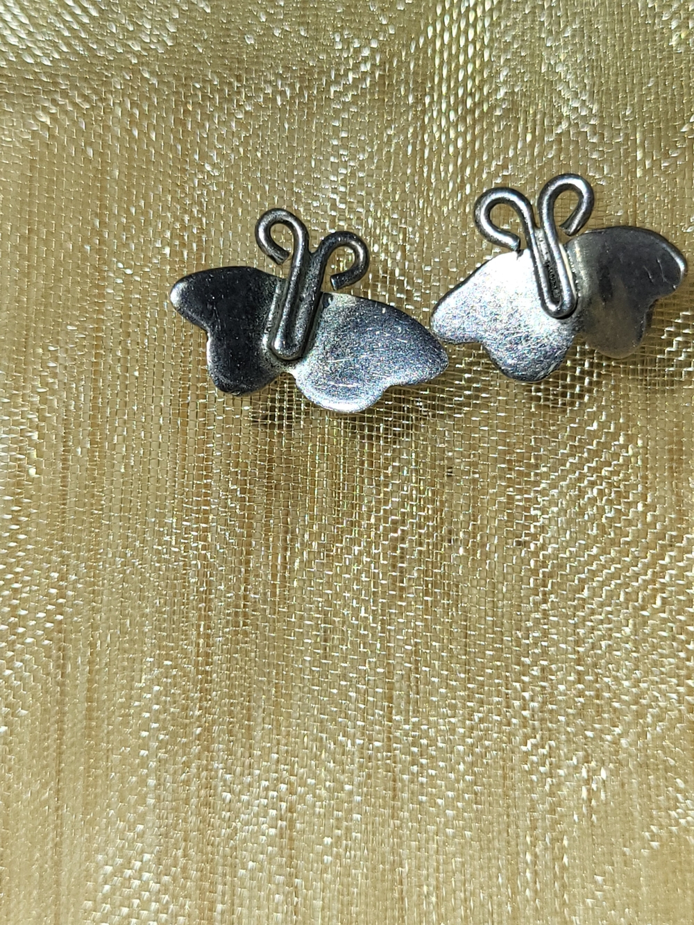 Vintage Estate Butterfly Stud Earrings - Sterling Silver, Signed By Artist
